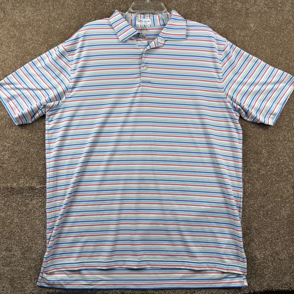 Peter Millar Summer Comfort Mens XL Polo Shirt Striped Short Sleeve Golf - Picture 2 of 8